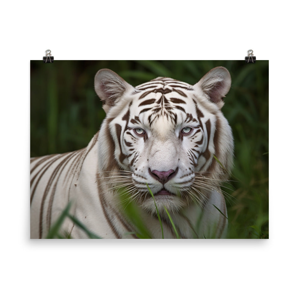 Rare White Bengal Tiger in the Wild photo paper poster - Posterfy.AI