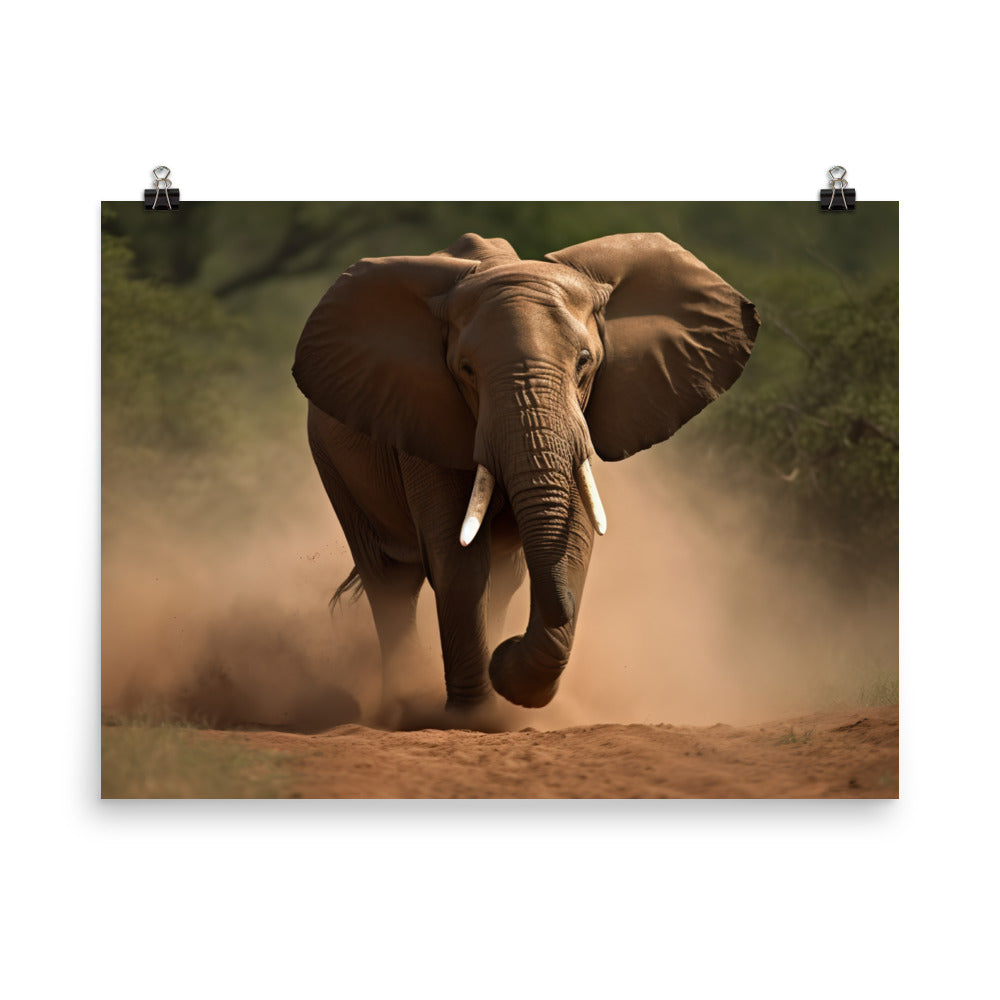 African Elephant in Motion photo paper poster - Posterfy.AI