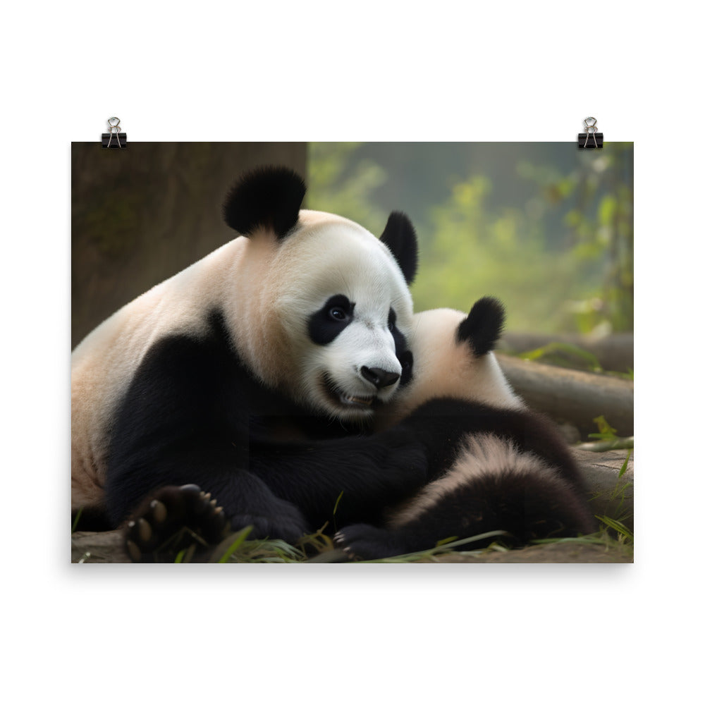 Sweet Panda Family Bonding Time photo paper poster - Posterfy.AI