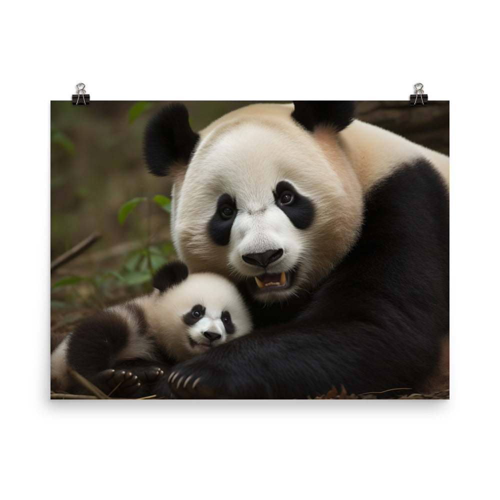 Sweet Panda Family Bonding Time photo paper poster - Posterfy.AI