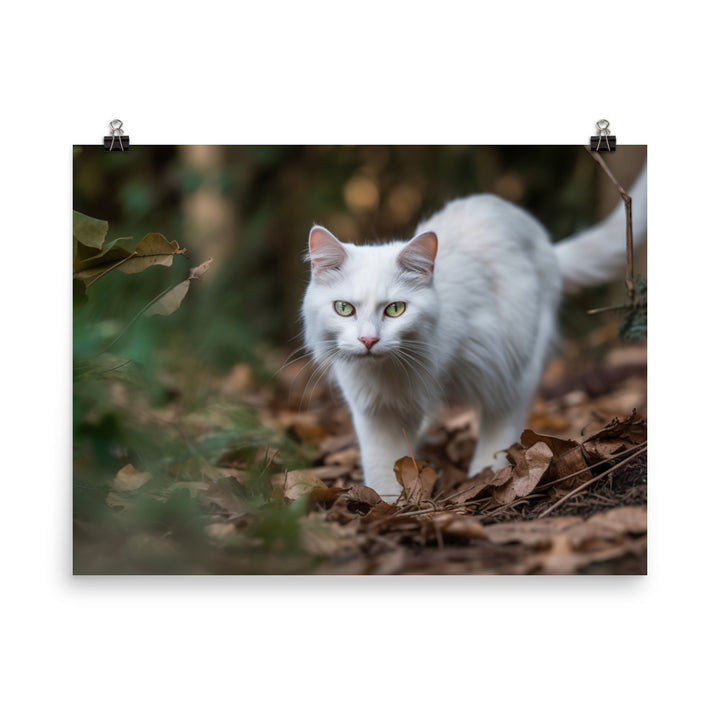 Curious Turkish Angora exploring its surroundings photo paper poster - Posterfy.AI