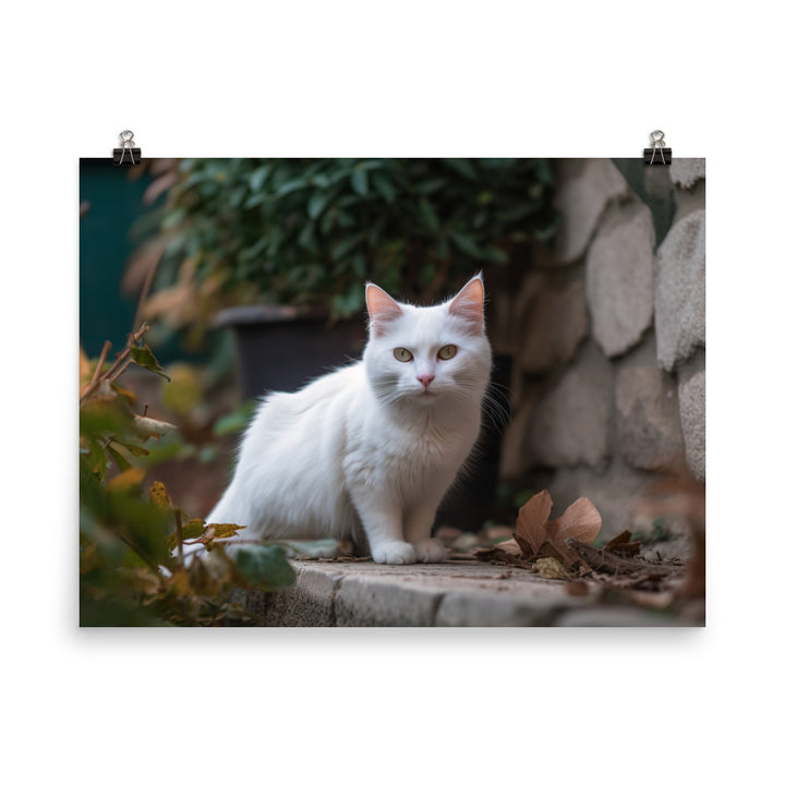 Curious Turkish Angora exploring its surroundings photo paper poster - Posterfy.AI