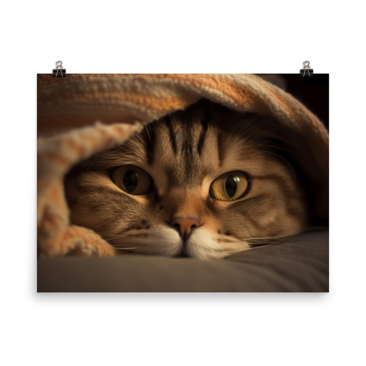 Portrait of a Scottish Fold cat photo paper poster - Posterfy.AI