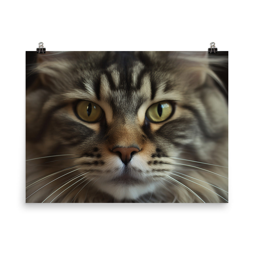 Maine Coon with a Close-Up shot photo paper poster - Posterfy.AI