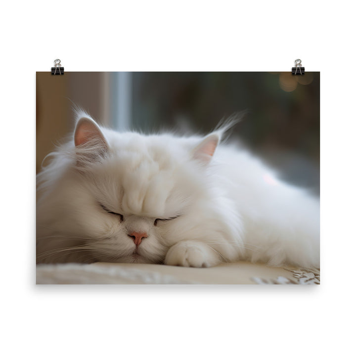 Sleeping Persian Purrfectly photo paper poster - Posterfy.AI