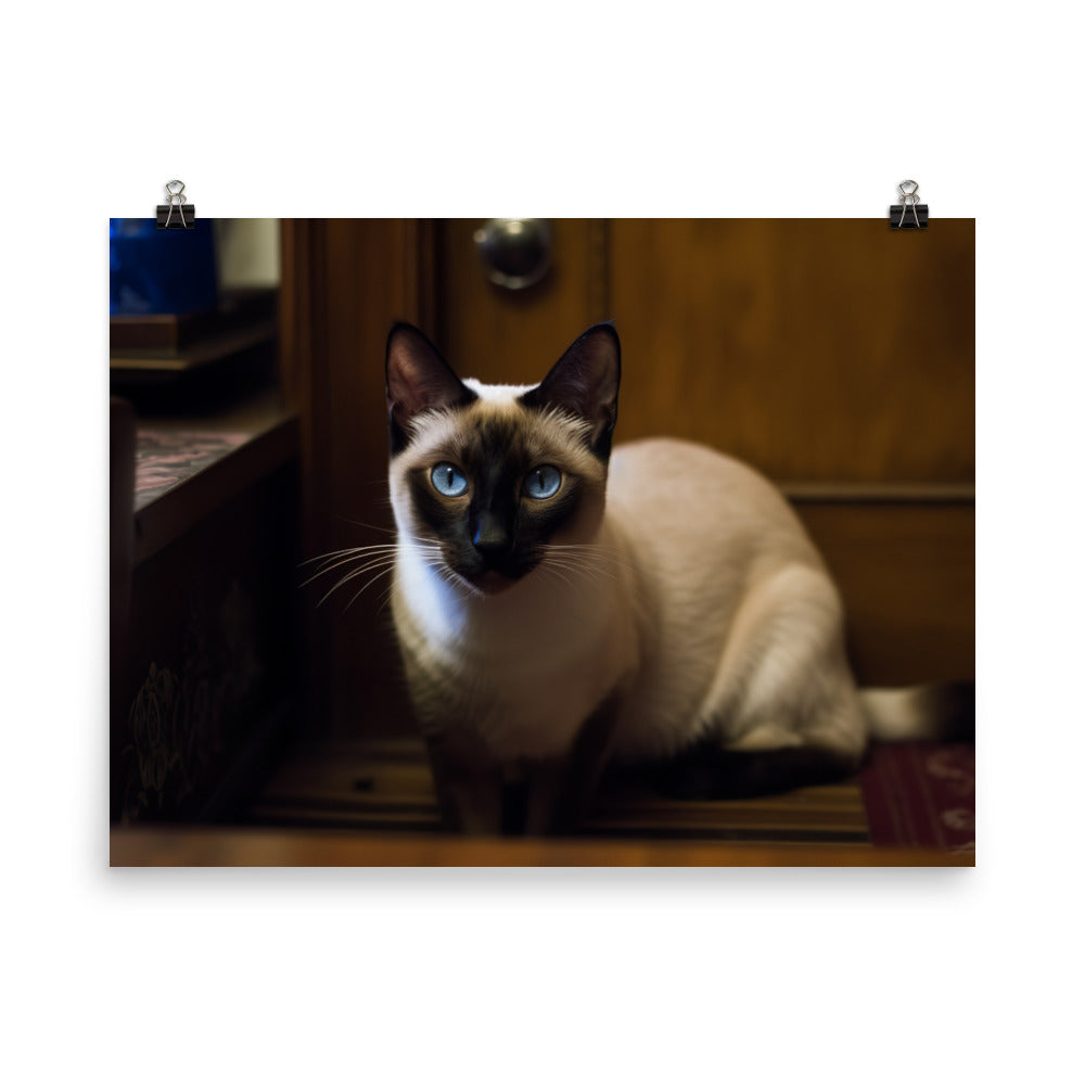 Curious Siamese Examining the Room photo paper poster - Posterfy.AI