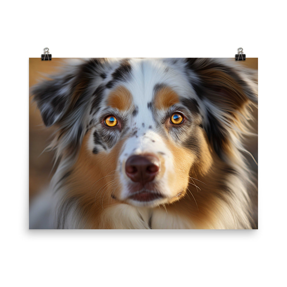 Ruggedly handsome: Australian Shepherd photo paper poster - Posterfy.AI