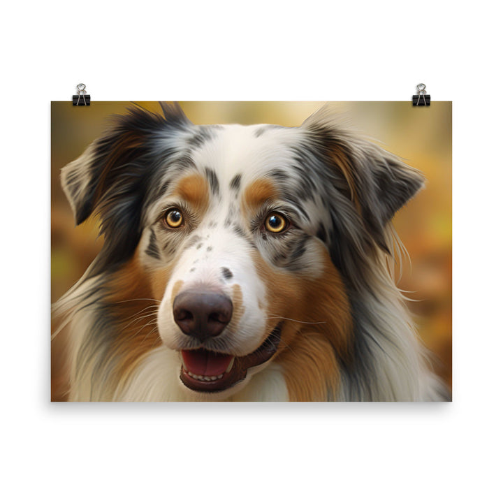 A photorealistic portrait of your Australian Shepherd photo paper poster - Posterfy.AI