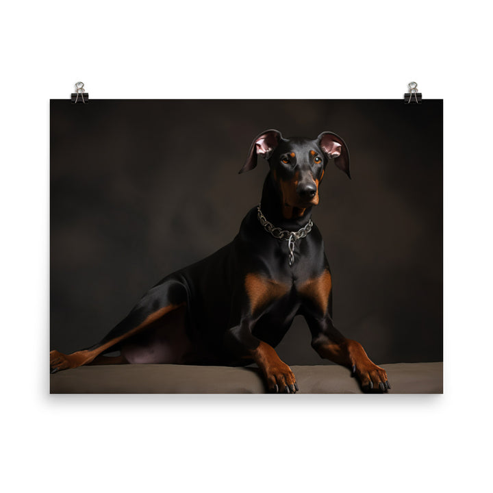 The elegant and regal posture of a Doberman Pinscher photo paper poster - Posterfy.AI