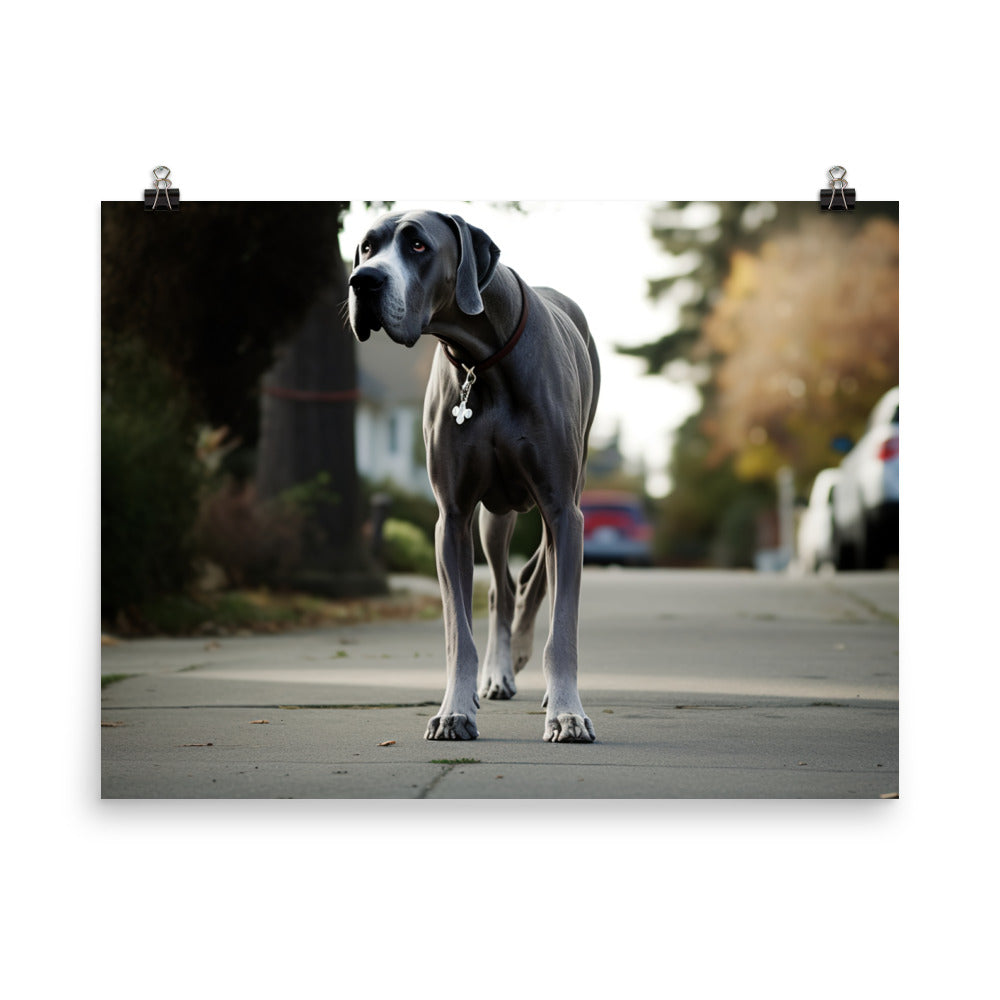 Majestic Great Dane on a Stroll photo paper poster - Posterfy.AI
