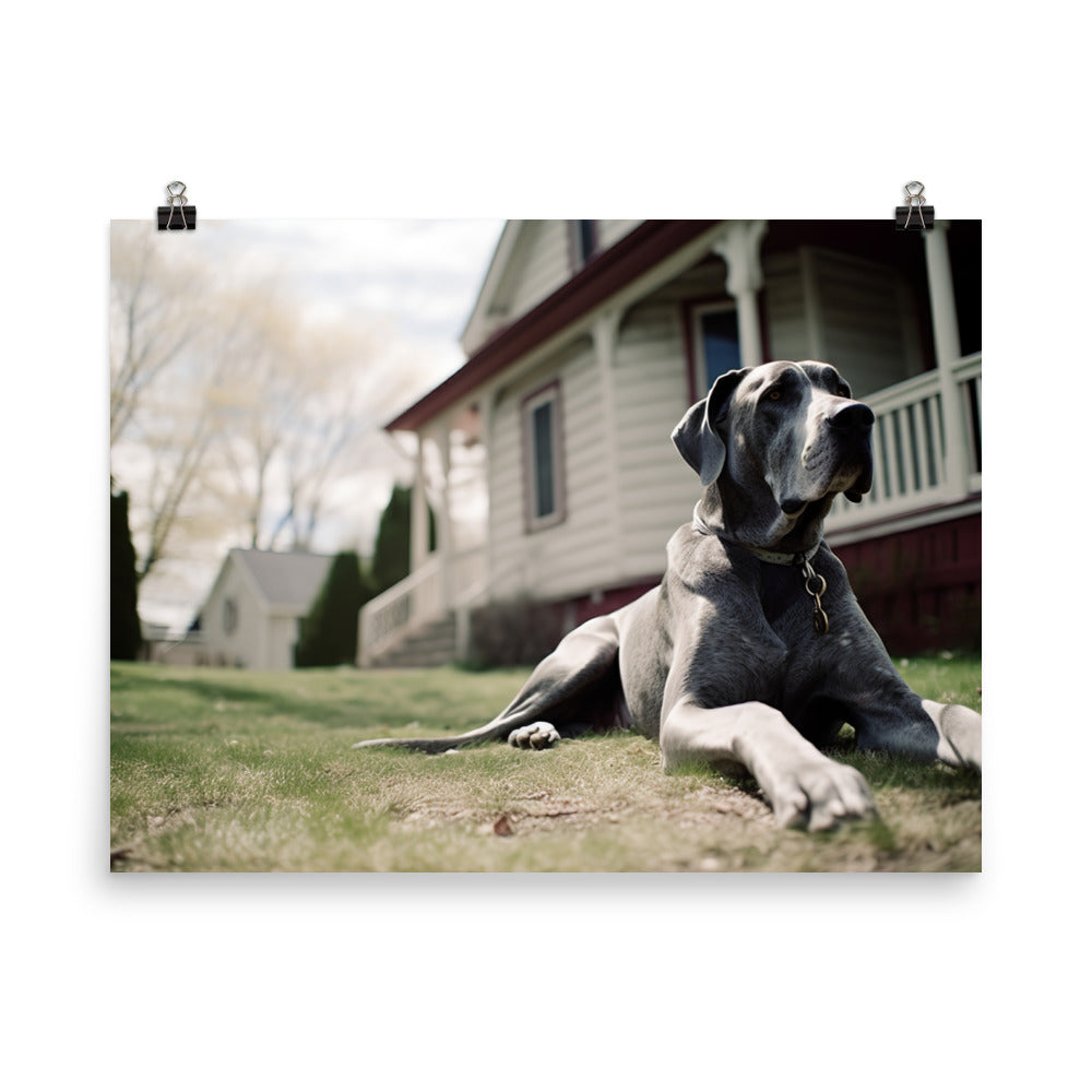 Loyal Great Dane Protecting His Home photo paper poster - Posterfy.AI