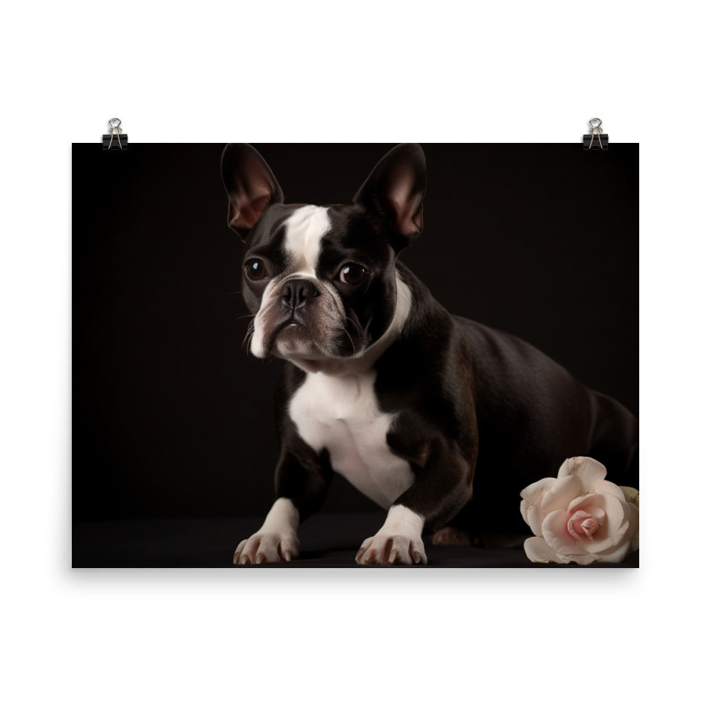 Elegant Boston Terrier Portrait photo paper poster - Posterfy.AI
