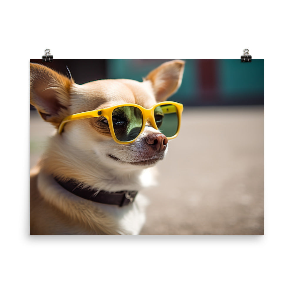 A Chihuahua wearing sunglasses photo paper poster - Posterfy.AI