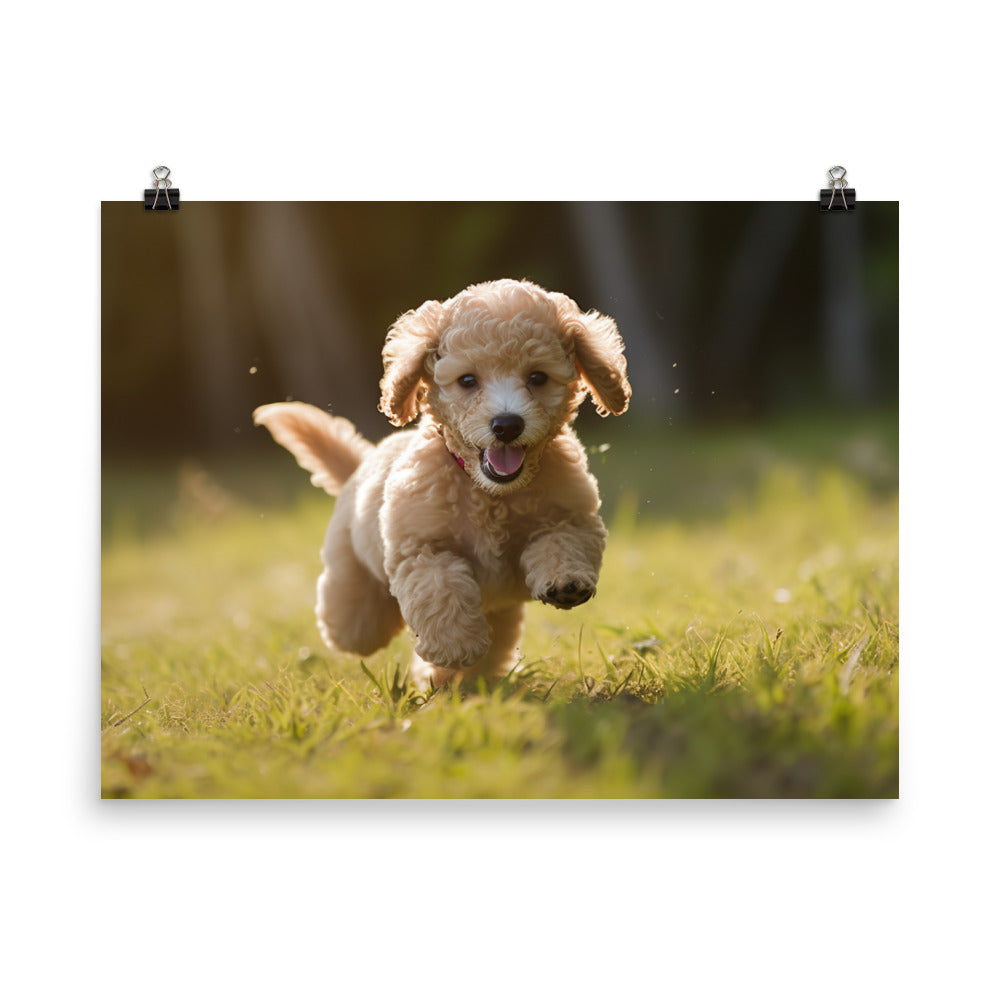 Playful Poodle Pup photo paper poster - Posterfy.AI