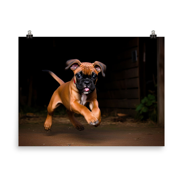 Playful Boxer Pup photo paper poster - Posterfy.AI