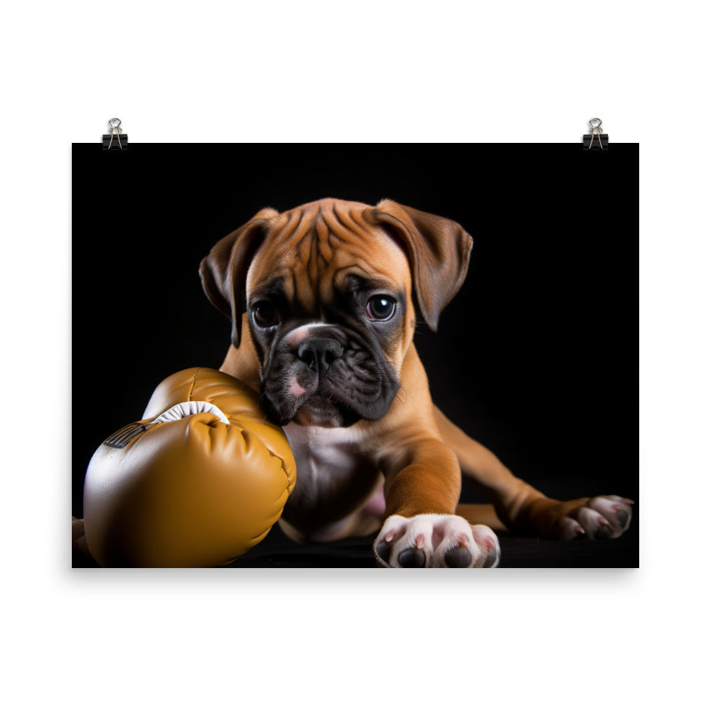 Playful Boxer Pup photo paper poster - Posterfy.AI