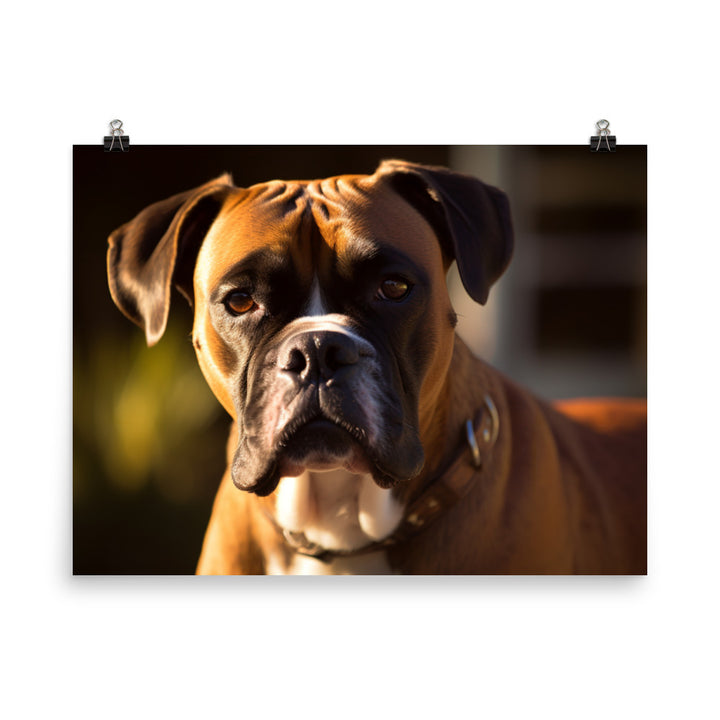 Boxer Portrait in Sunlight photo paper poster - Posterfy.AI