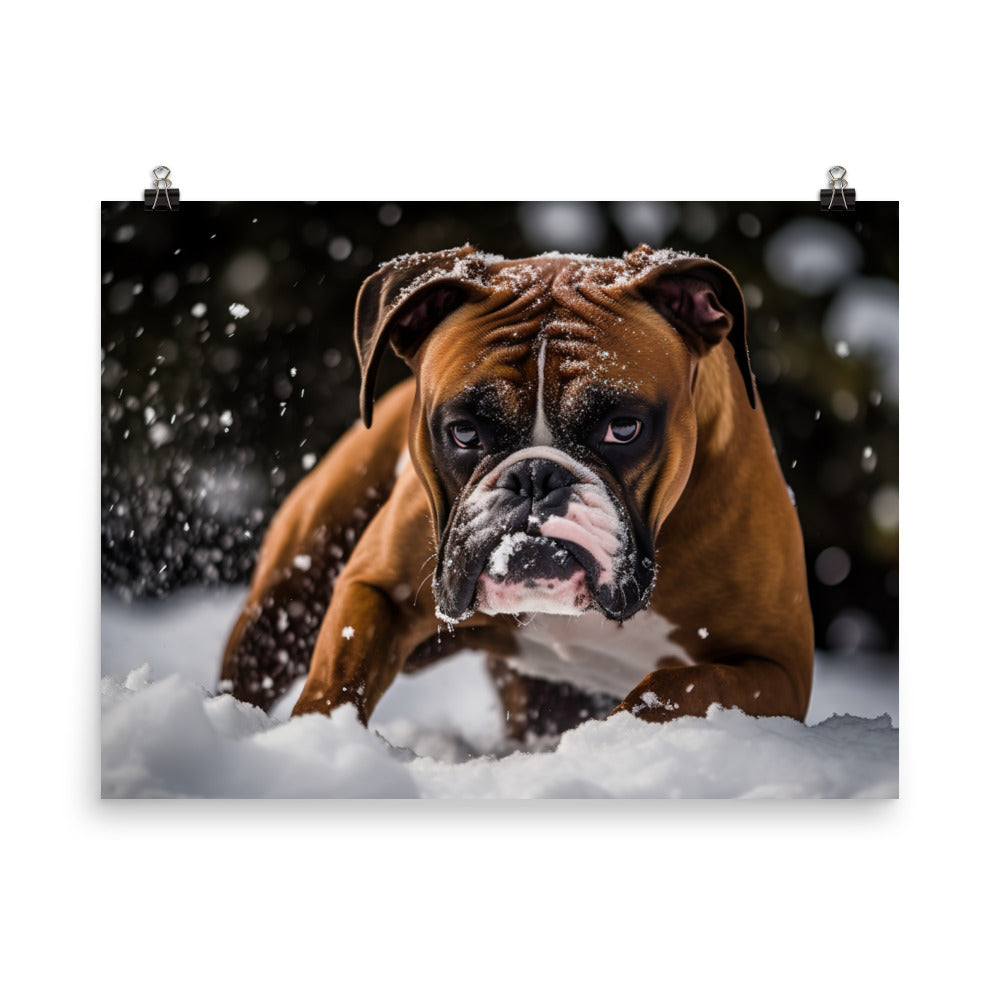 Boxer in the Snow photo paper poster - Posterfy.AI