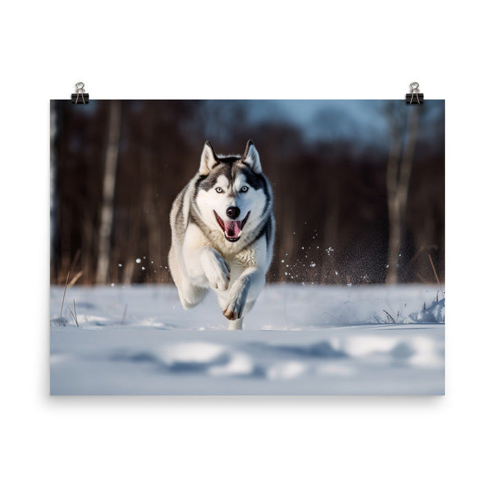 Siberian Husky in full stride photo paper poster - Posterfy.AI