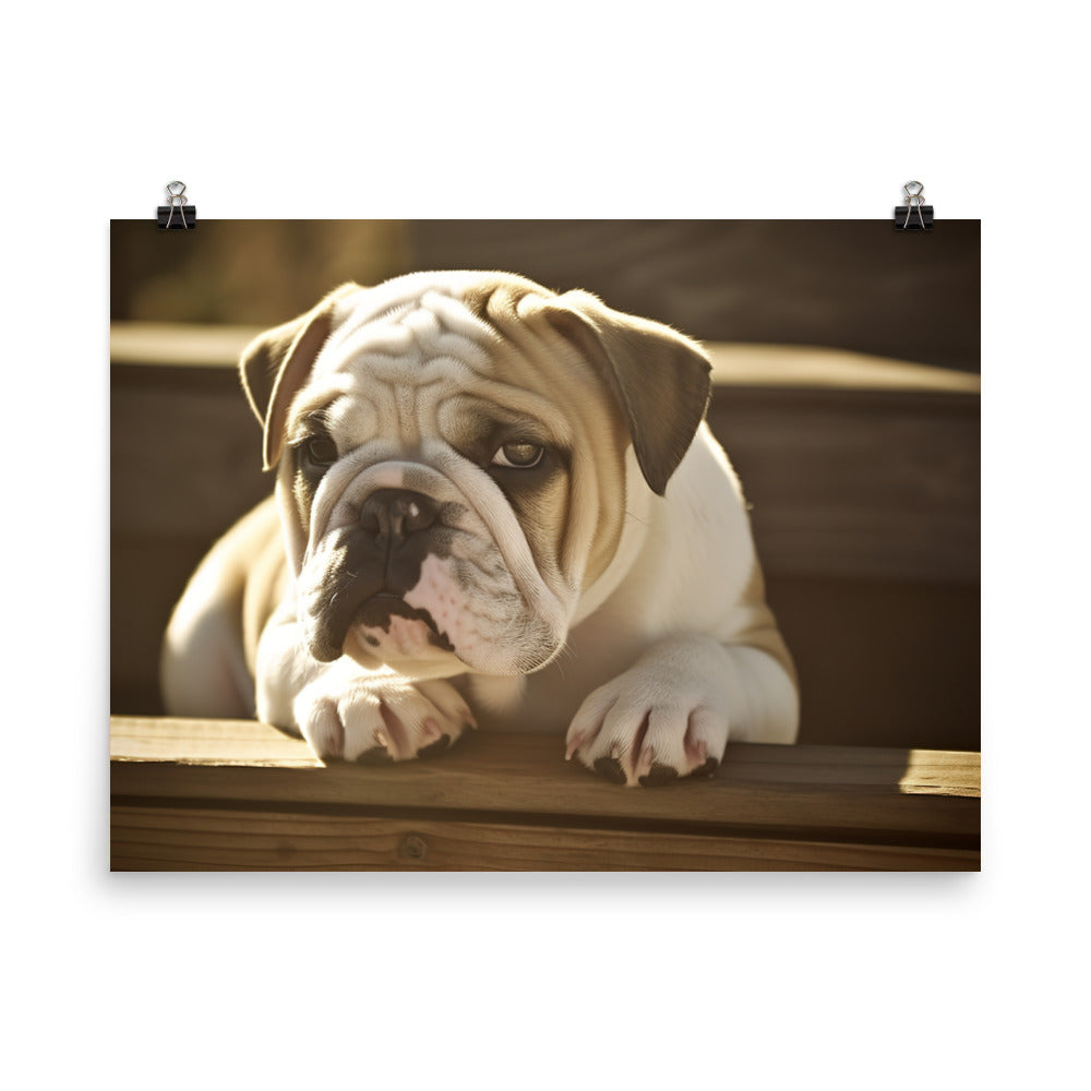 Cute Bulldog in the Sun photo paper poster - Posterfy.AI