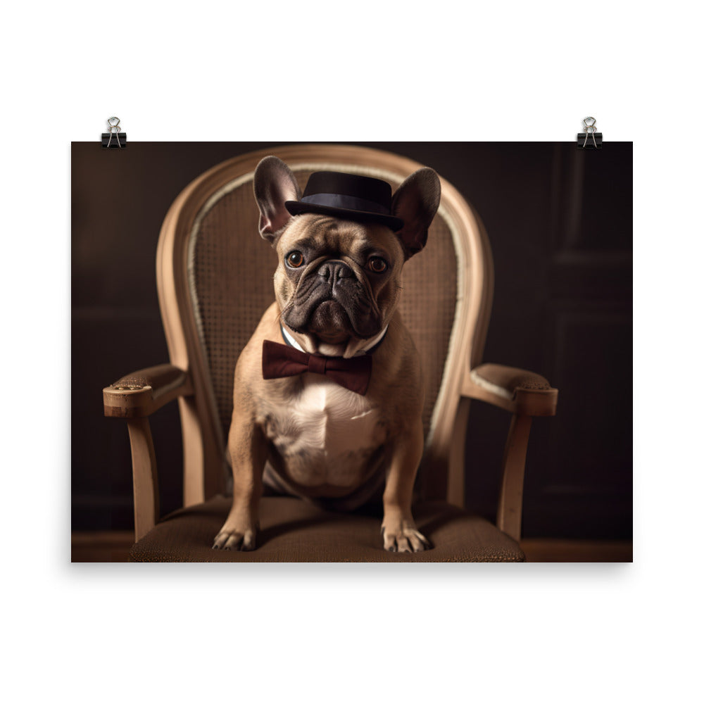 A French Bulldog dressed up in a bow tie photo paper poster - Posterfy.AI