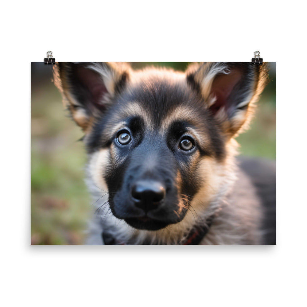 German Shepherd puppy with bright eyes photo paper poster - Posterfy.AI