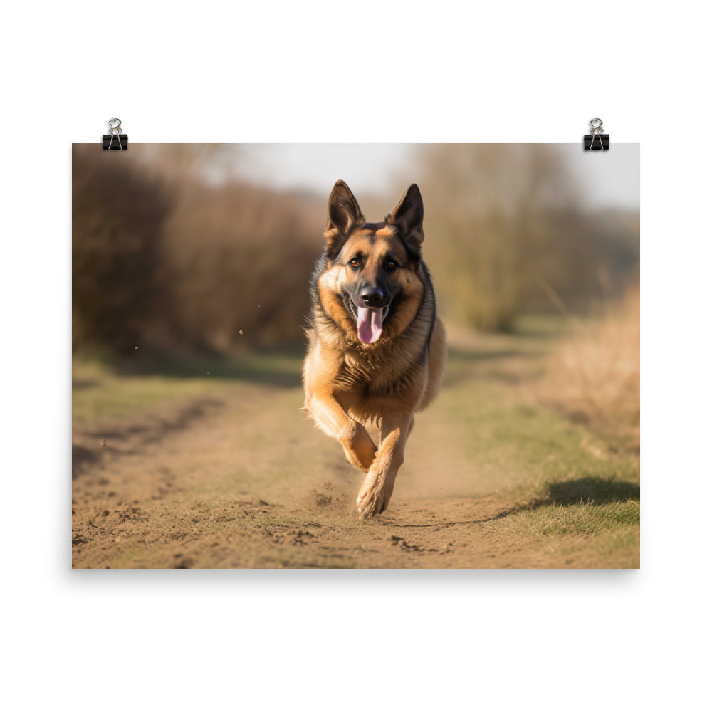 German Shepherd in motion photo paper poster - Posterfy.AI