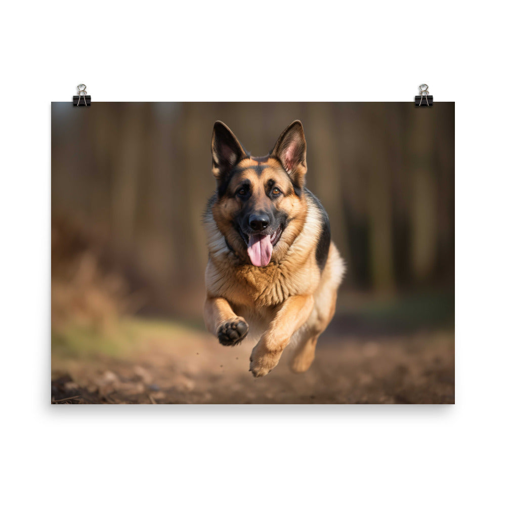 German Shepherd in motion photo paper poster - Posterfy.AI