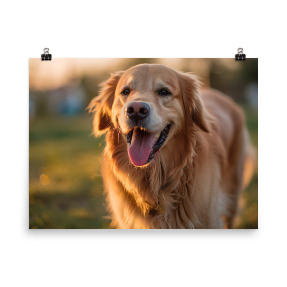 The happiness of a golden retriever photo paper poster - Posterfy.AI