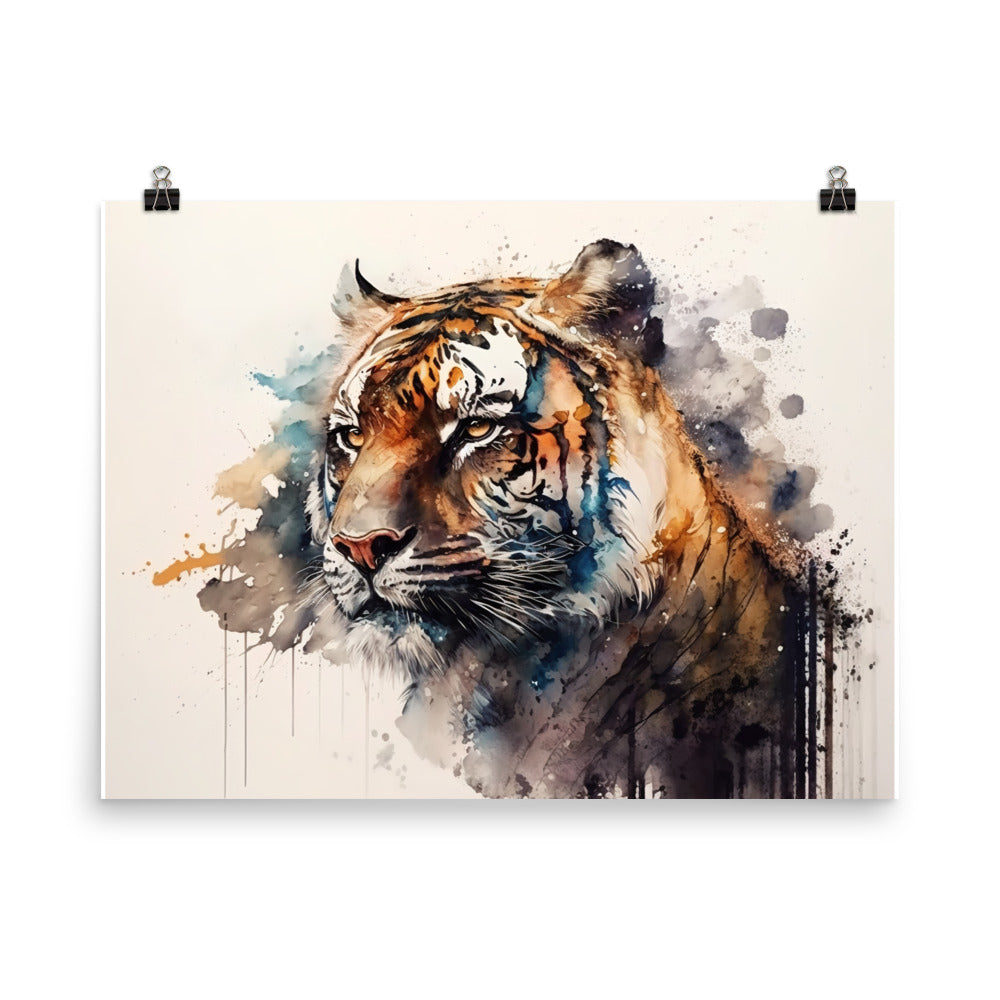 Tiger in watercolour photo paper poster - Posterfy.AI