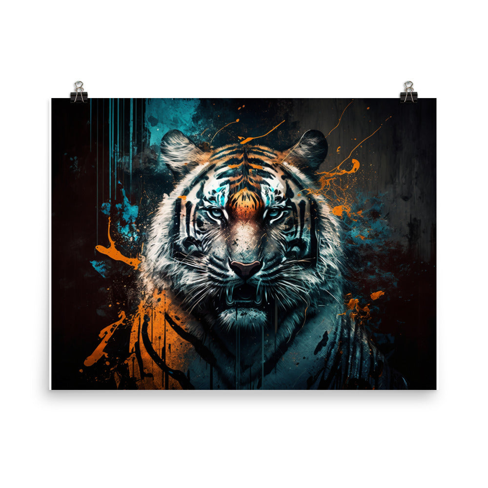 Tiger in graffiti art photo paper poster - Posterfy.AI