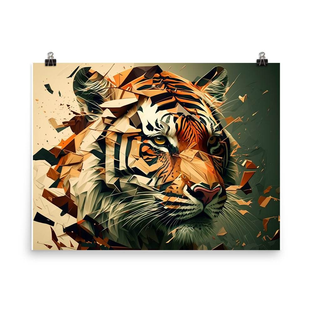 Tiger in colorful cubism style photo paper poster - Posterfy.AI