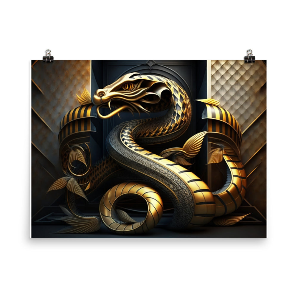 Snake in art deco photo paper poster - Posterfy.AI