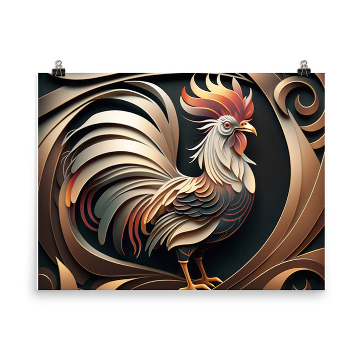 Rooster in art deco photo paper poster - Posterfy.AI