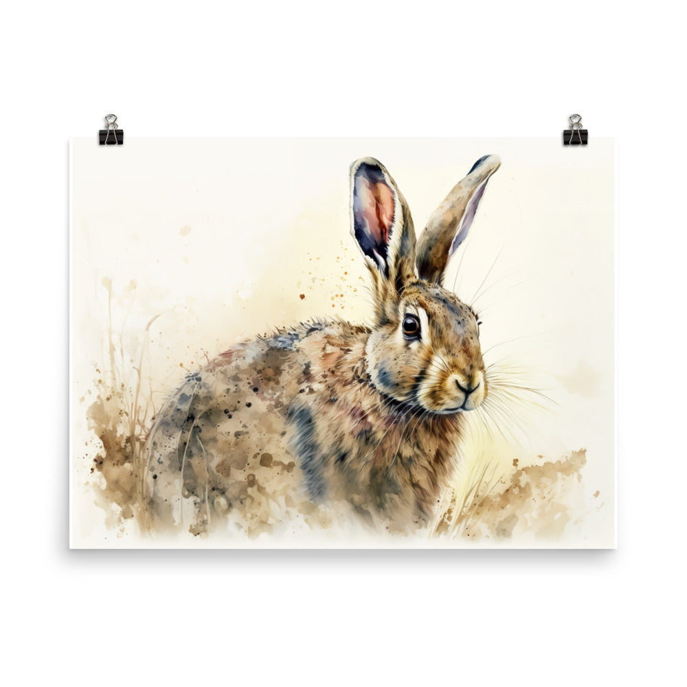 Rabbit in watercolour photo paper poster - Posterfy.AI