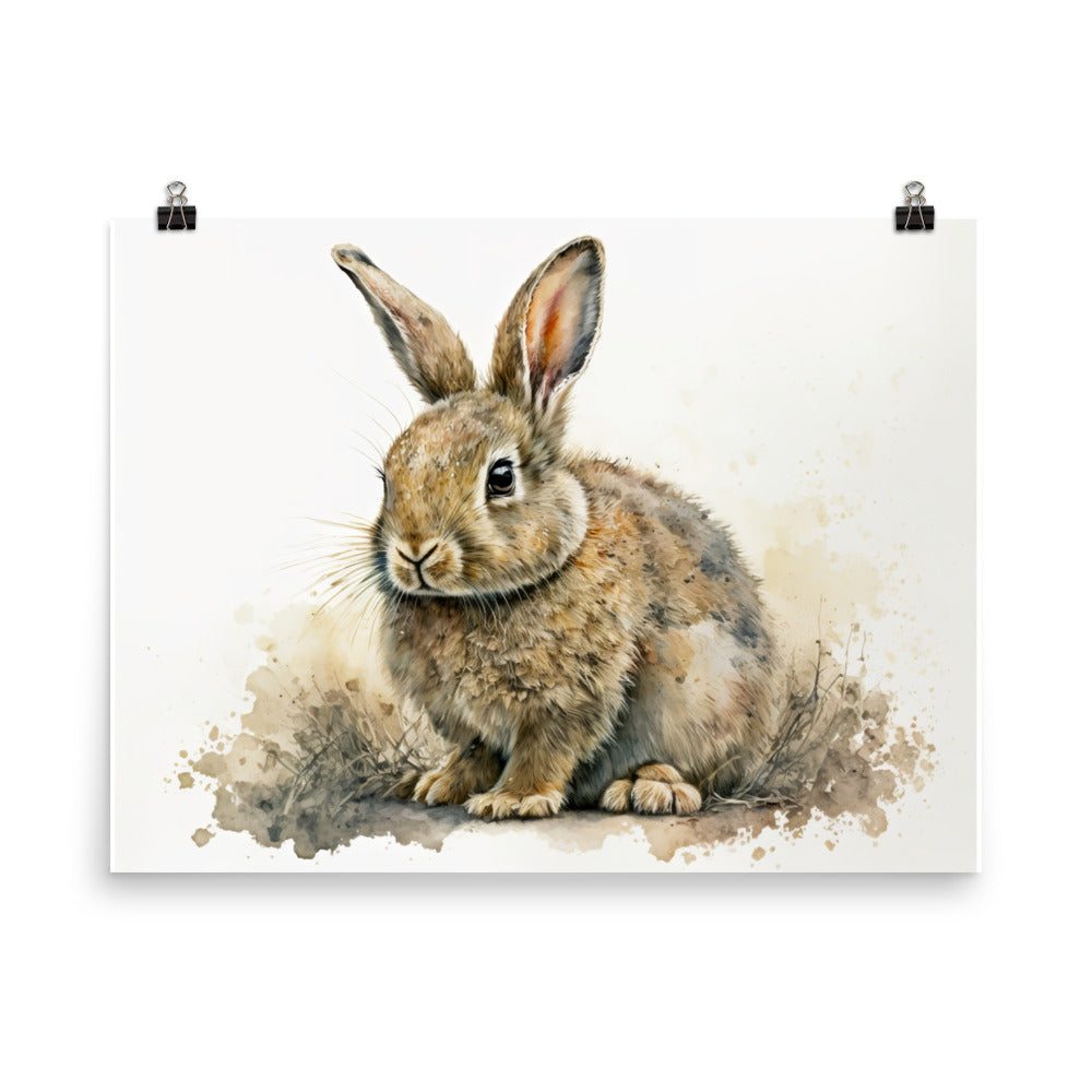 Rabbit in watercolour photo paper poster - Posterfy.AI