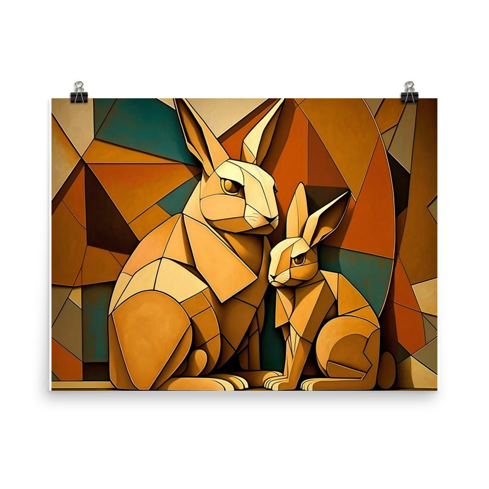 Rabbit in colorful cubism style photo paper poster - Posterfy.AI