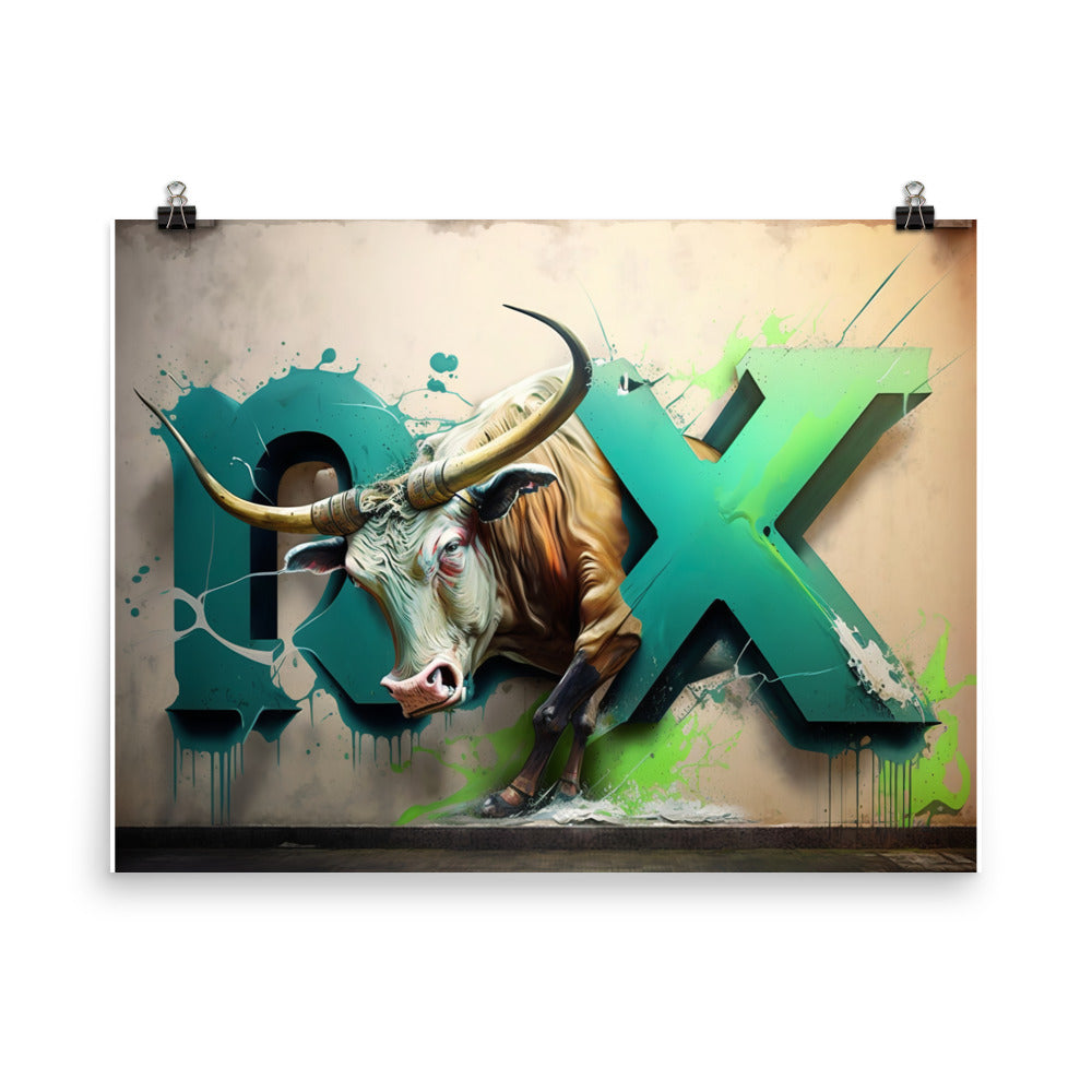 Ox in graffiti art photo paper poster - Posterfy.AI