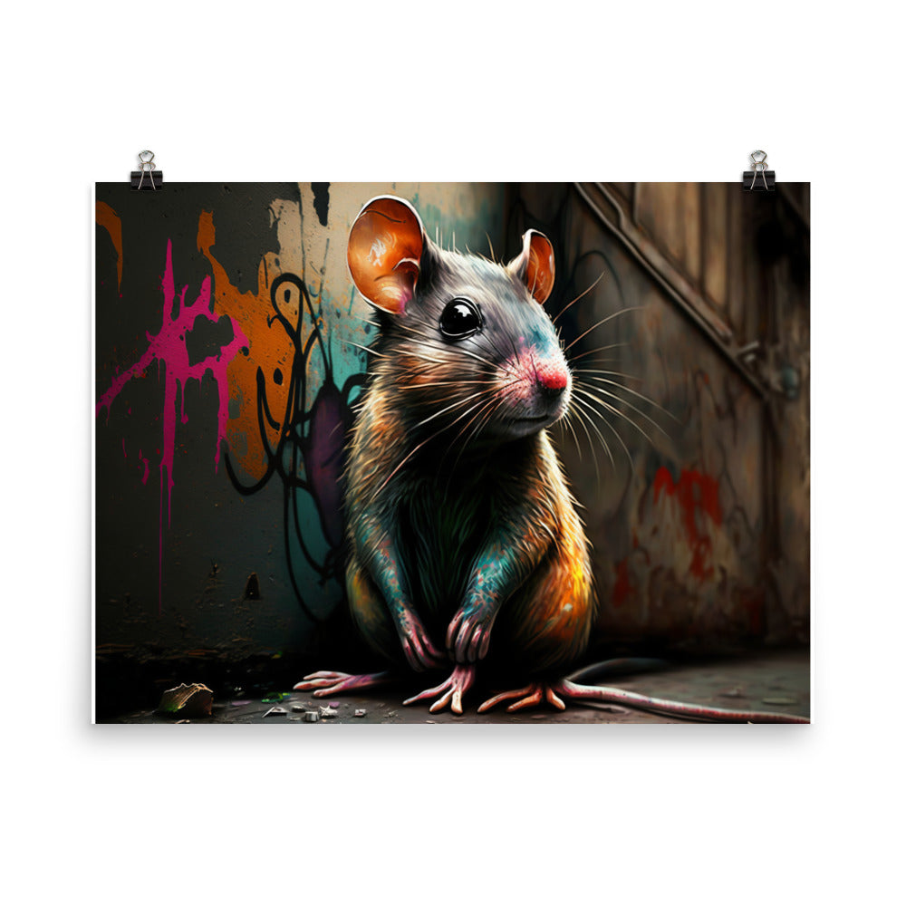 Rat in graffiti art photo paper poster - Posterfy.AI