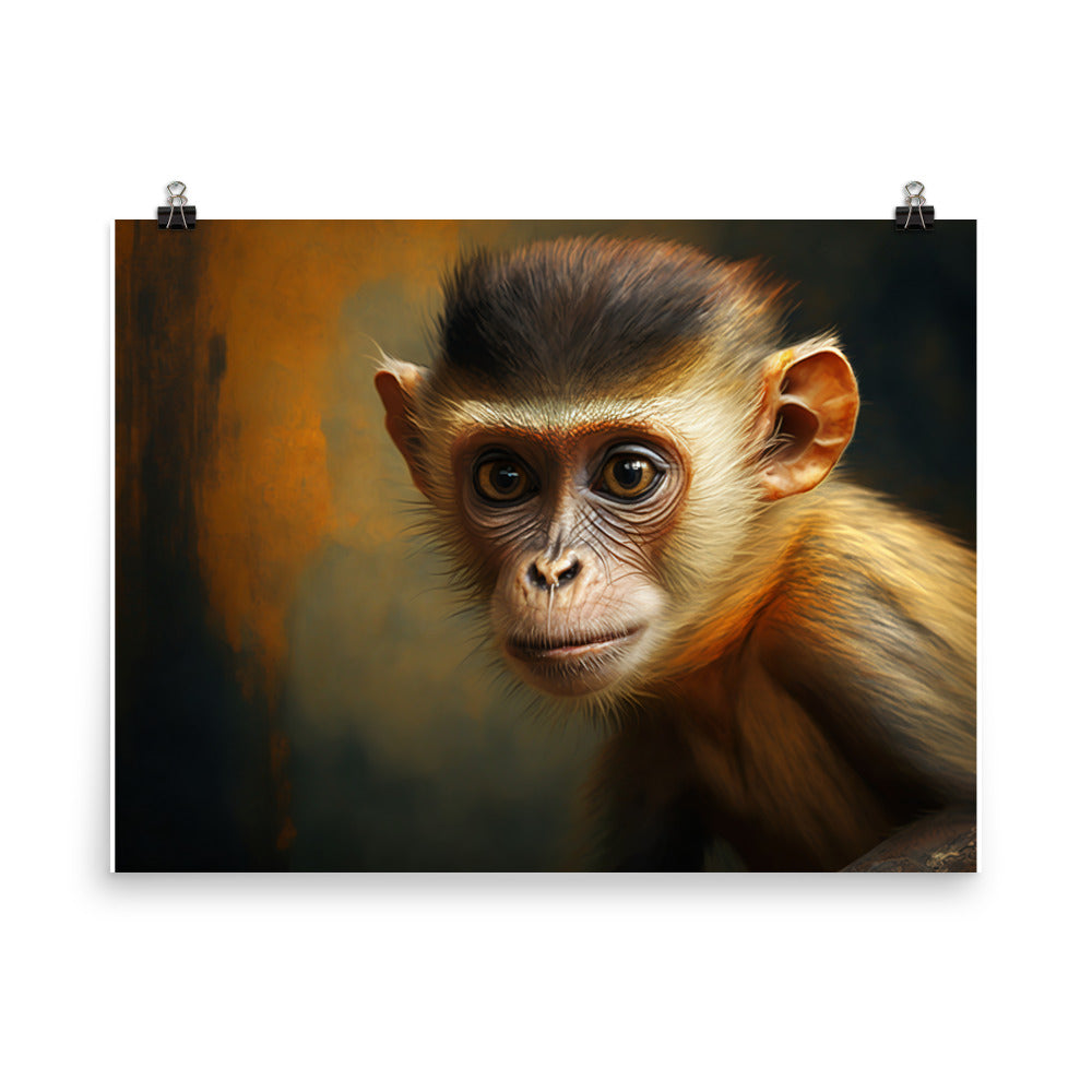 Monkey oil painting photo paper poster - Posterfy.AI