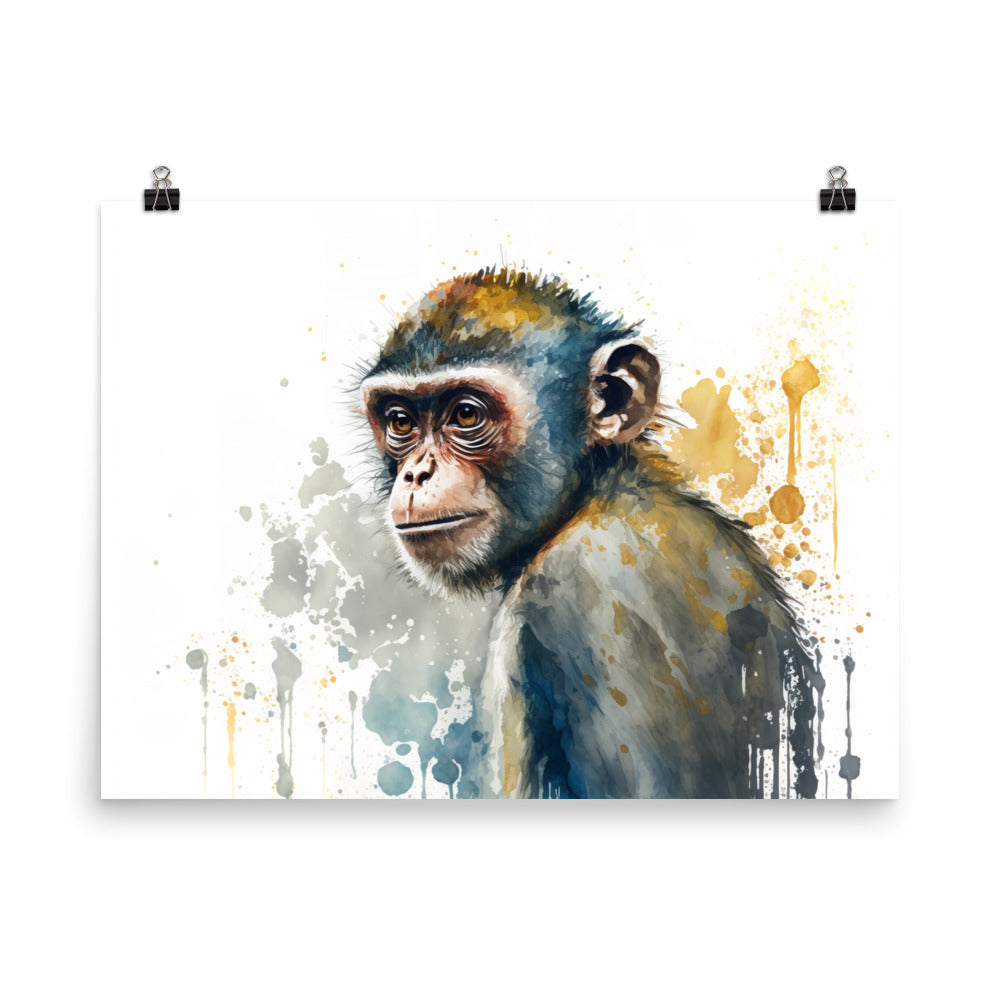 Monkey in watercolour photo paper poster - Posterfy.AI