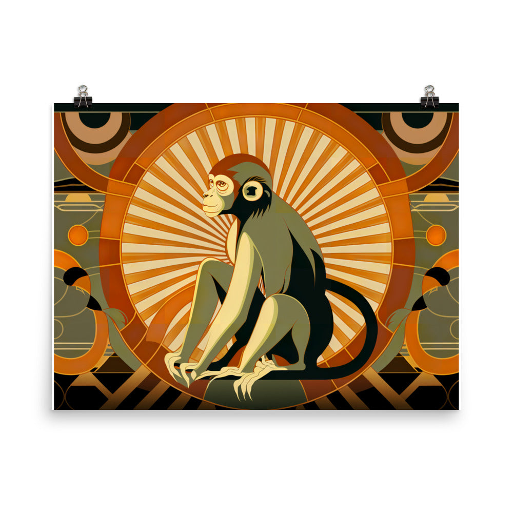 Monkey in art deco photo paper poster - Posterfy.AI