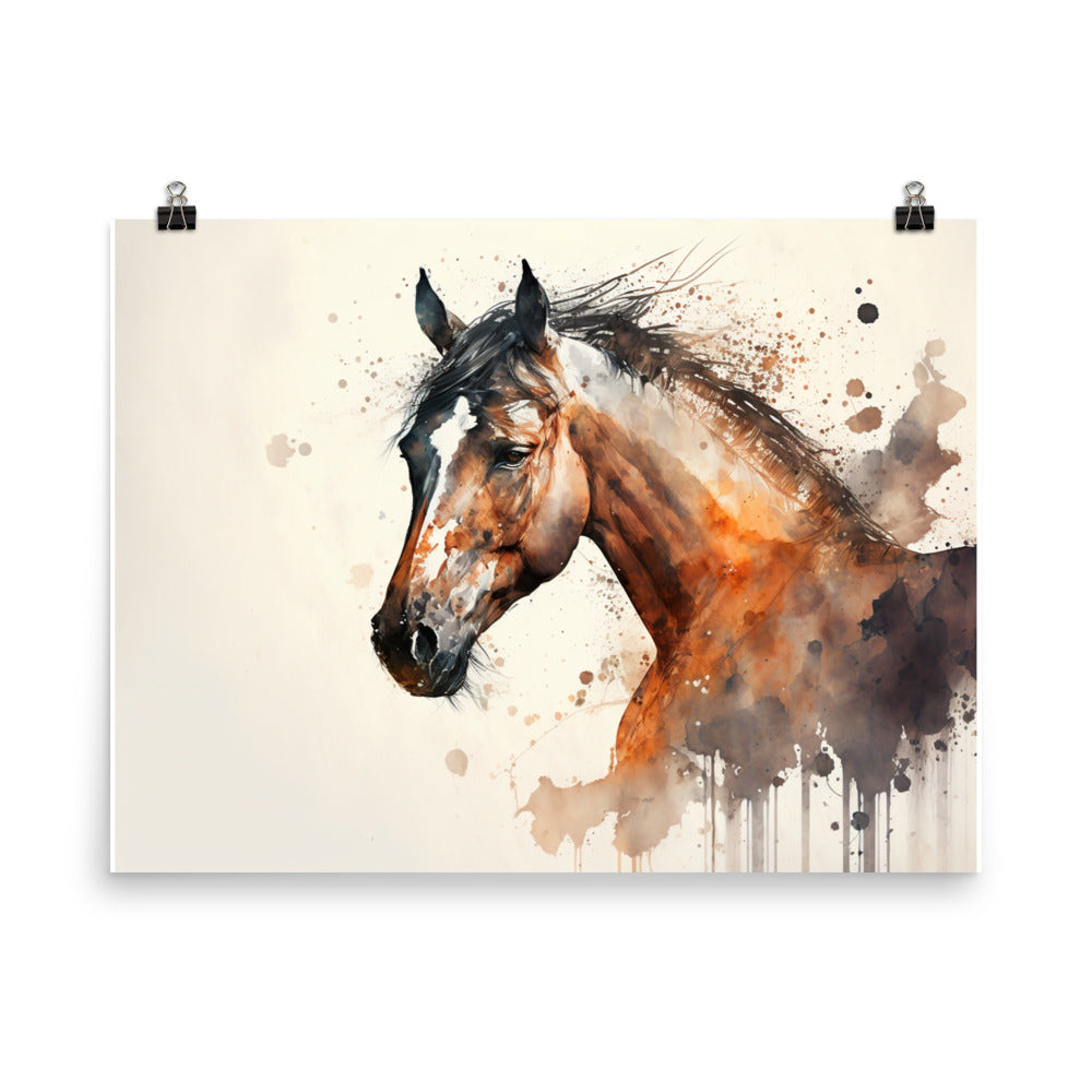 Horse in watercolour photo paper poster - Posterfy.AI