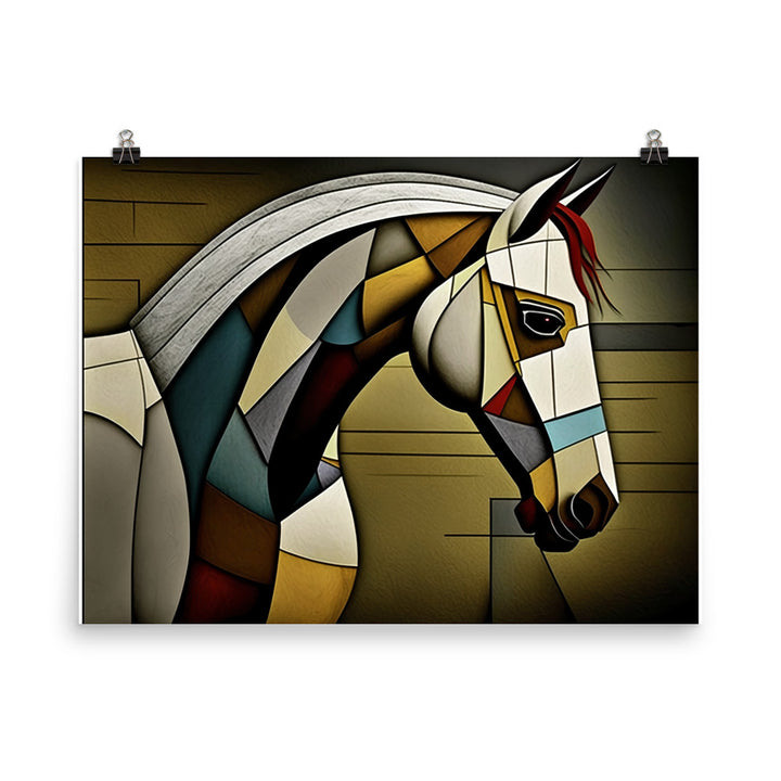 Horse in colorful cubism style photo paper poster - Posterfy.AI