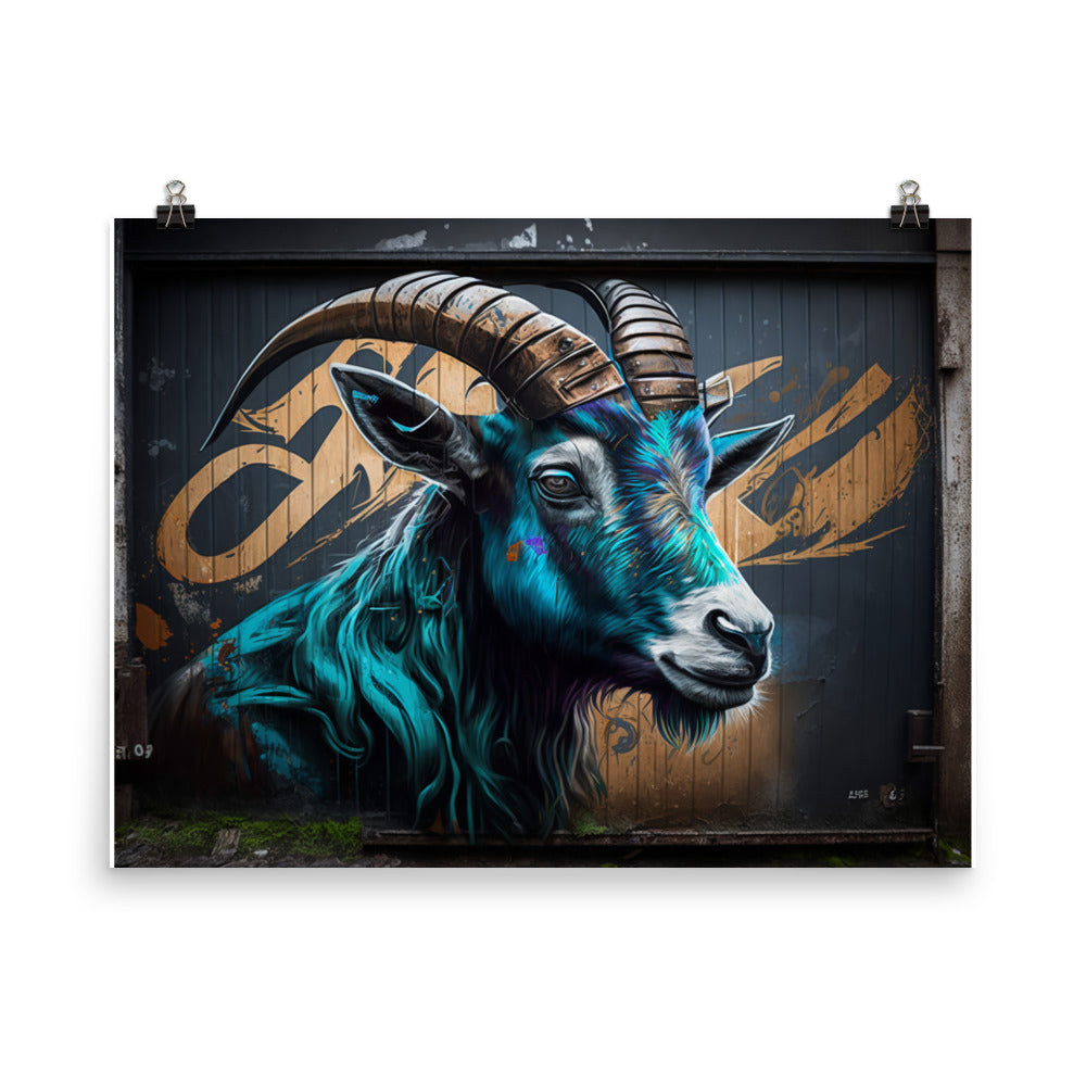 Goat in graffiti art photo paper poster - Posterfy.AI