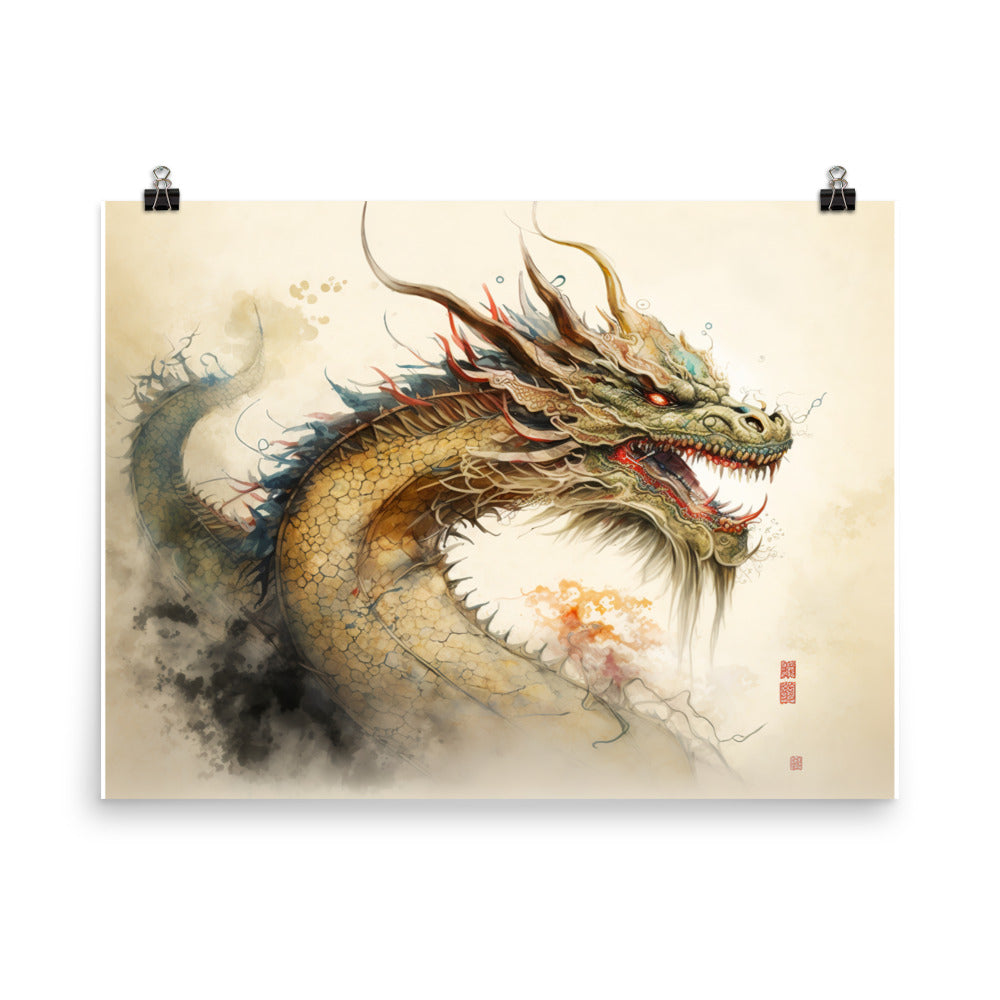 Dragon in watercolour photo paper poster - Posterfy.AI