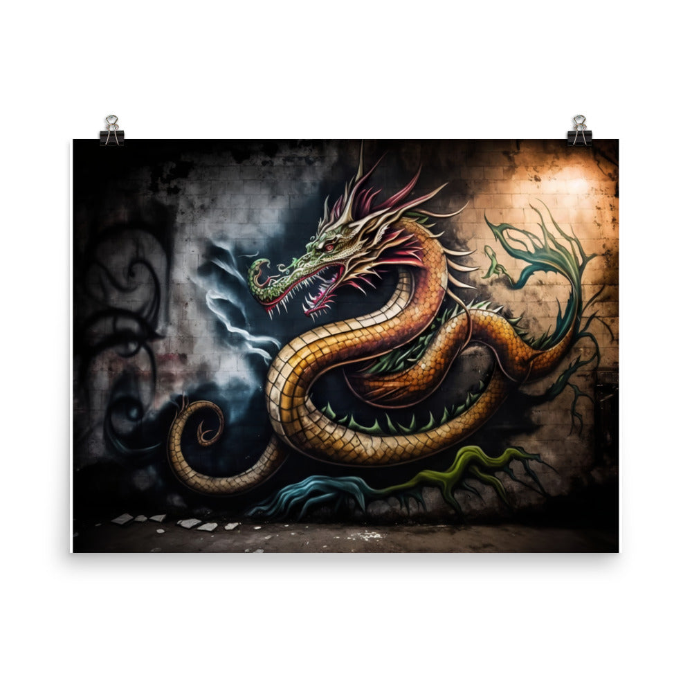 Dragon in graffiti art photo paper poster - Posterfy.AI