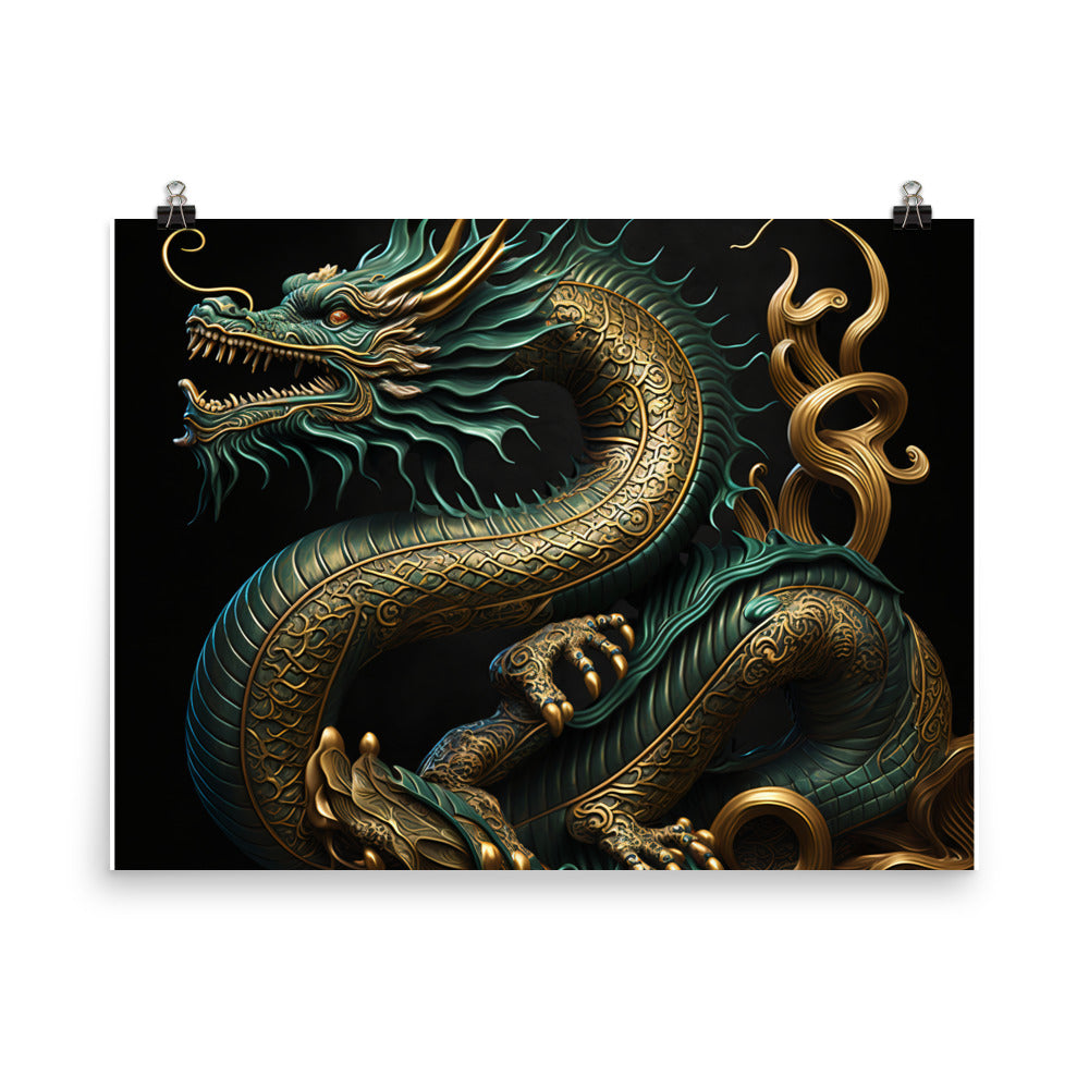 Dragon in art deco photo paper poster - Posterfy.AI