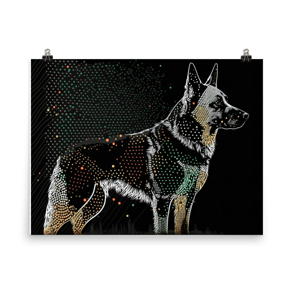 German Shepherd dog in simple abstract style photo paper poster - Posterfy.AI