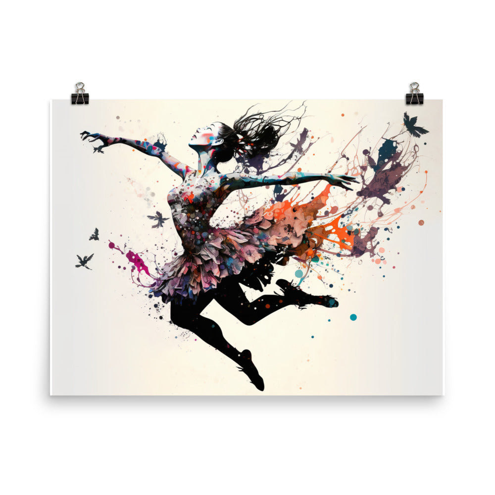Jumping Ballerina in contemporary ornamental style photo paper poster - Posterfy.AI